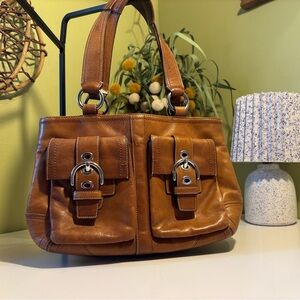 Vintage Coach SoHo Tan Leather Tote Bag